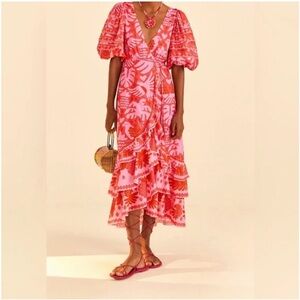 Farm Rio Jungle Scarf Red Wrap Mini Dress